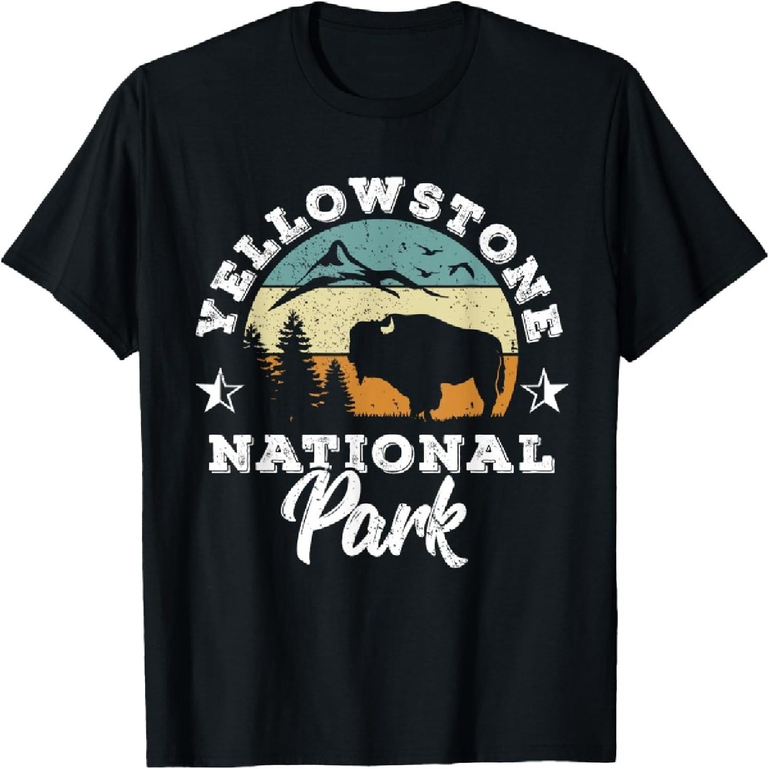 Yellowstone National Park Bison Vintage Outdoor T-Shirt S