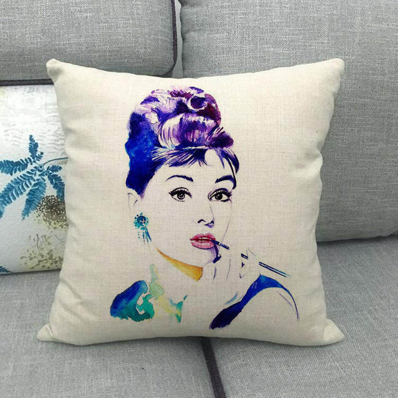 Portrait Oil Painting Of A Celebrity Digital Printing Short Plush Pillow Covers For Car Sofa Office Cushion Cover Home Goods