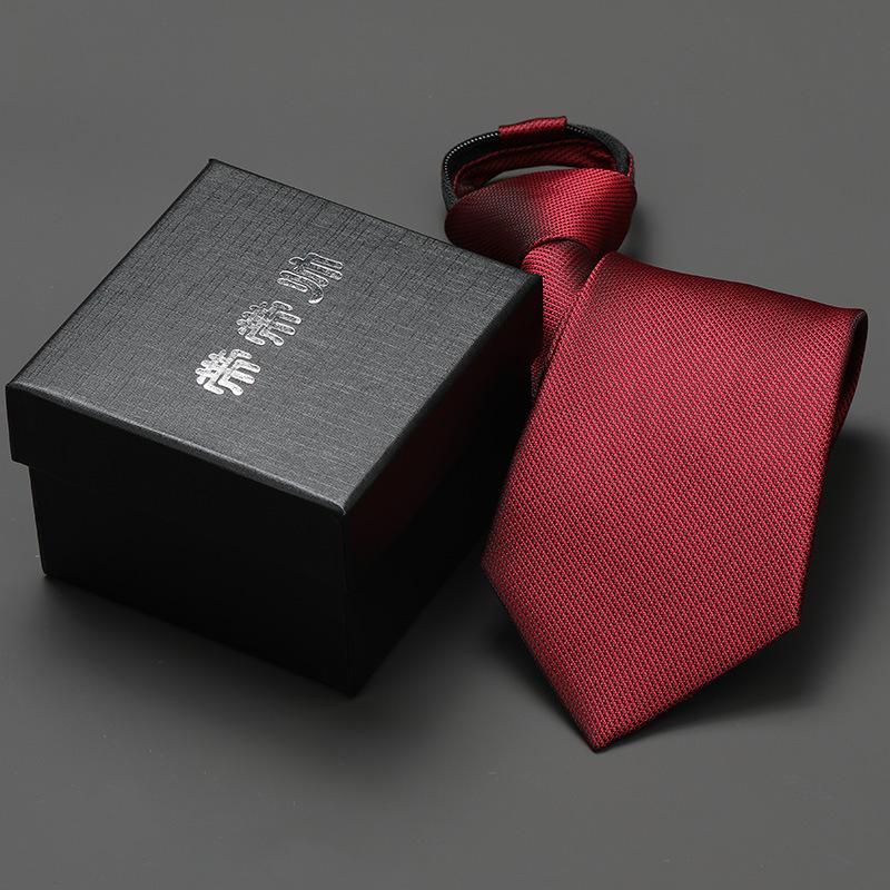 Groom'S Wedding Men'S And Women'S Business Ties, Formal Wear, Black Zipper-Style Korean Version, Narrow Lazy Man, No Stripes, Suit And Tie