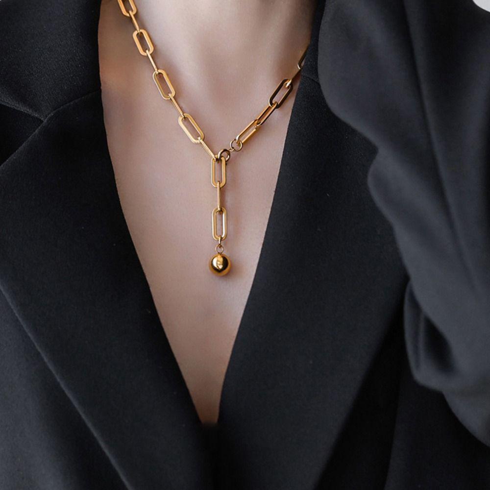 Adjustable Paperclip Necklace Exquisite Sweater Chain Necklace  Women's Jewelry