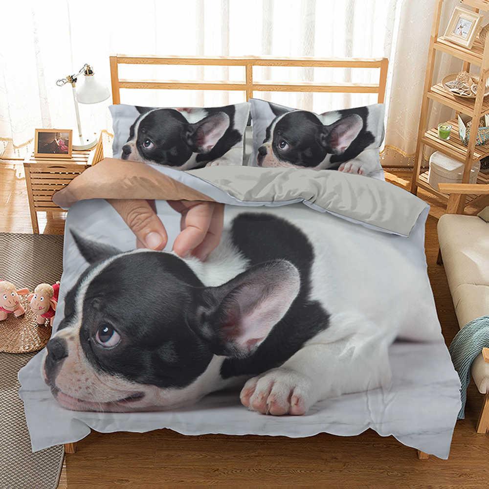 French Bulldog Duvet Cover Set King Size Cute Puppy Animal Theme Bedding Set For Kids Teen 2/3Pcs Soft Comforter Cover