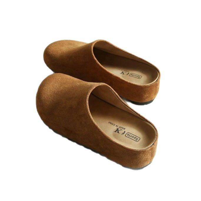 Lazy shoes French retro outer wear Boken shoes slippers one pedal versatile casual half drag early spring new bag head drag