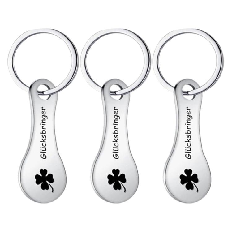 

3 Pcs Sturdy Stainless Steel Shopping Cart Stylish Keyrings Removable Trolley Coin Key Holder Accessory for Shopping срібний