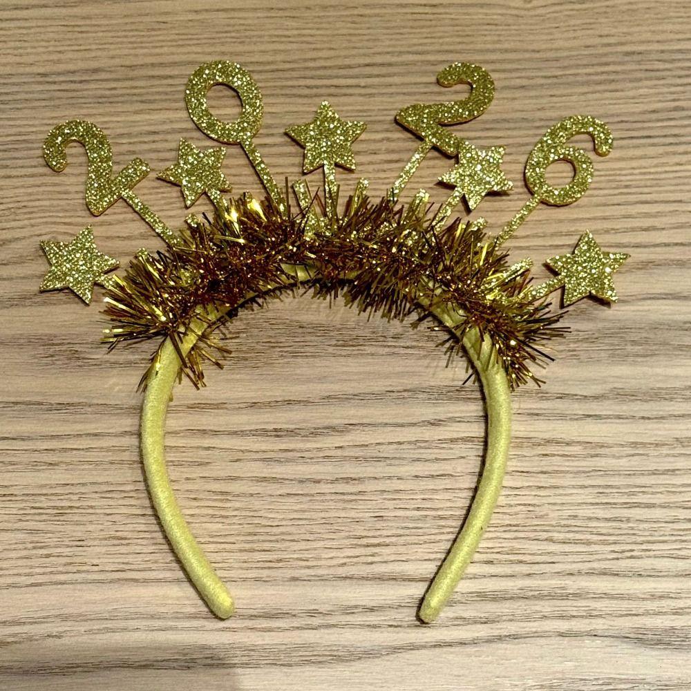 Sequin 2026 Happy New Year Headband Sweet Cute Christmas Headpiece Colorful Photo Prop New Year Decorative Headdress Cosplay