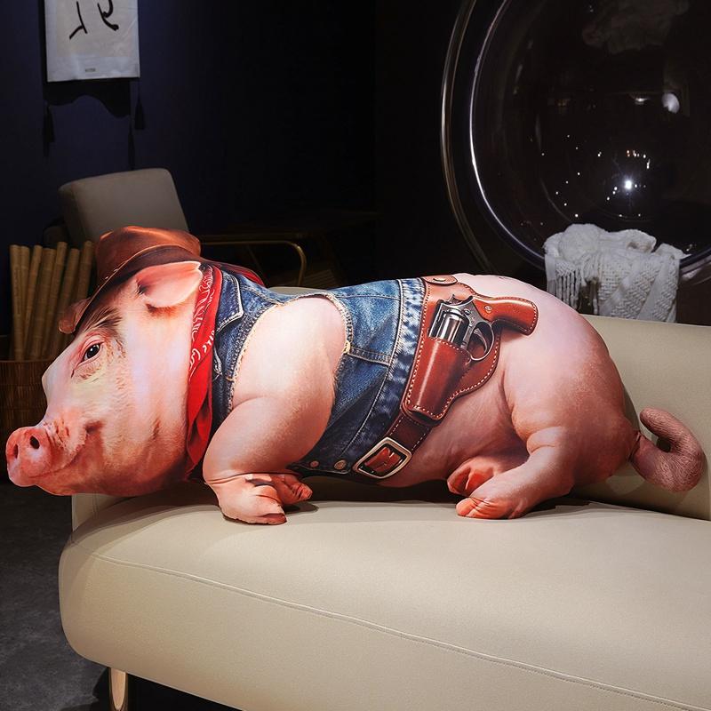 40~130cm Cosplay Pig Cartoon Animal Plush Throw Pillow Stuffed Miss Chef Cowboy Piggy Cushion Sofa Chair Decor Gift