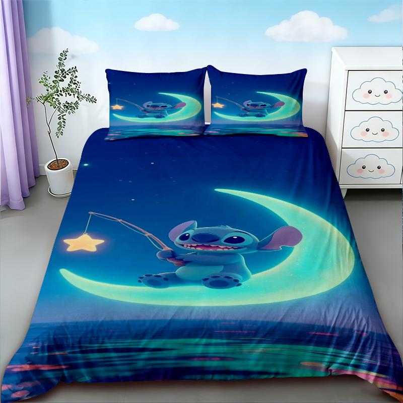 Kids Stitch & Angel Duvet Cover Cartoon Quilt Cover Soft and Comfortable Bedding Set for Bedroom Decor Home Gifts