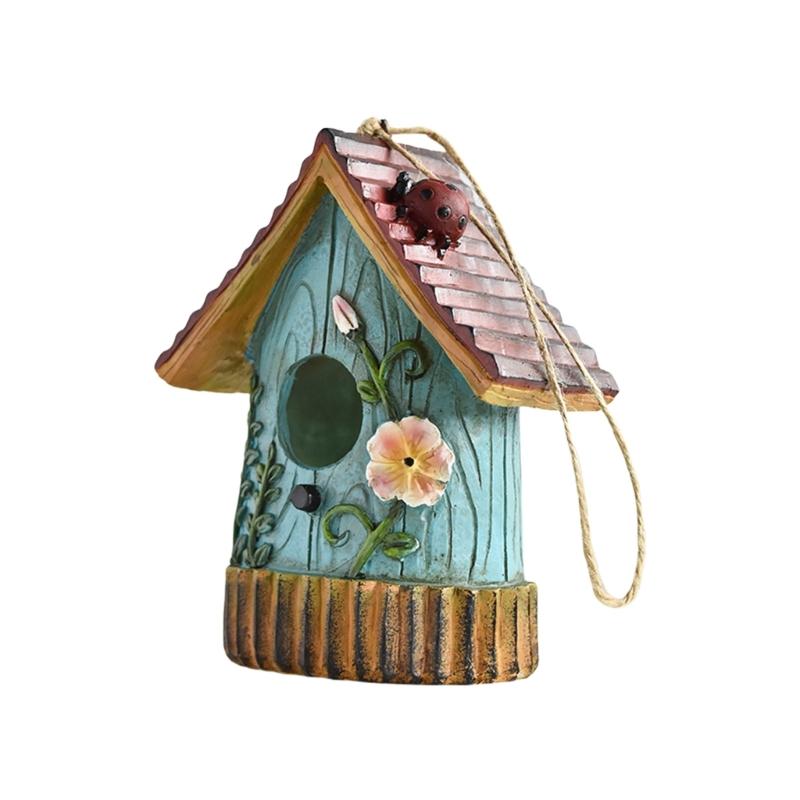 

Hummingbird Cage House Outdoor Cage Nest Box Nest Cage Standing Hideouts Painted House for Small Bird