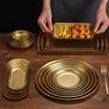 Retro Gold Stainless Steel Tableware Set: Rectangular Plate, Seasoning Dish, Bowl, Water Cup, Chopsticks, Spoon.