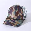 High quality truck baseball cap with rope truck mesh cap plaid printing American breathable sun protection duck tongue