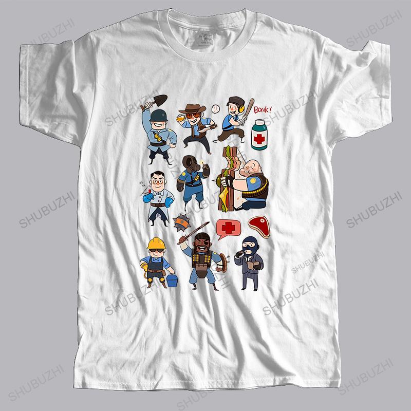 Men Fashion Brand T-shirt O-neck Tshirt Team Fortress 2 - All Characters Classes with TF2 Logo Unisex Tee-shirt Teenagers Tops