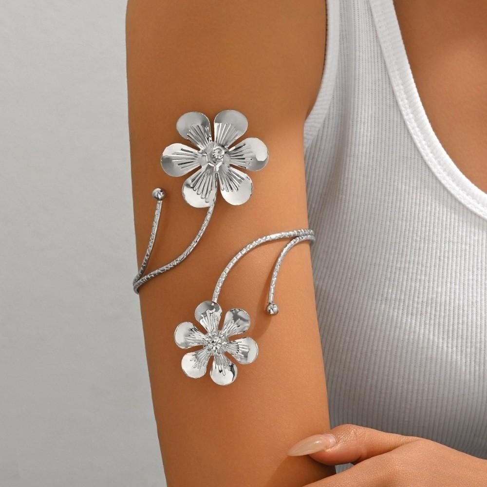 Bohemia Style Flower Bracelet Floral Armband Elegant Open Arm Bangle  Gift