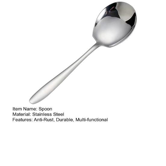 Large Stainless Steel Serving Spoon, Heavy Duty Soup Spoon for Family, Extra Long Handle Sharing Spoon for Buffet Banquet