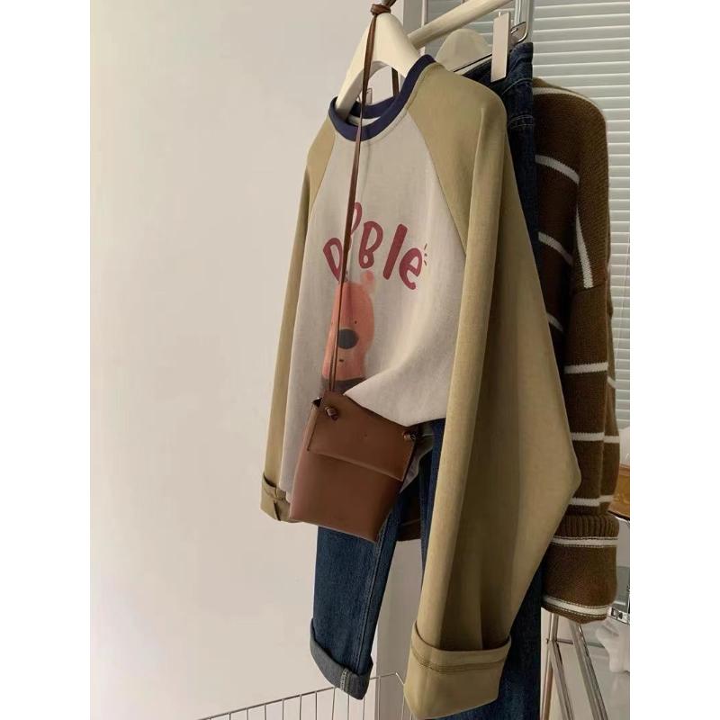 

Женская футболка с длинным рукавом реглан контрастного цвета, новая весенне-осенняя, облегающий топ, базовые рубашки L зелёный