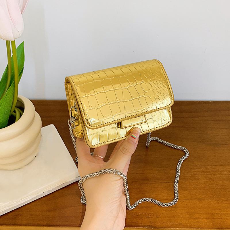 Women Shoulder Handbags Crocodile Pattern PU Leather Trend Designer Chain Hasp Bags Coin Purse Mini Single Square Bag ARI