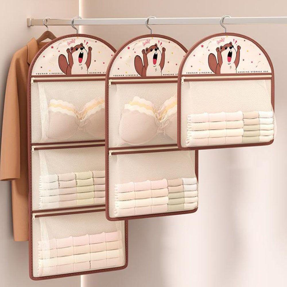 Cartoon Underwear Socks Storage Bag Mesh Clothing Storage Bags Hanging Mesh Bag  for Home