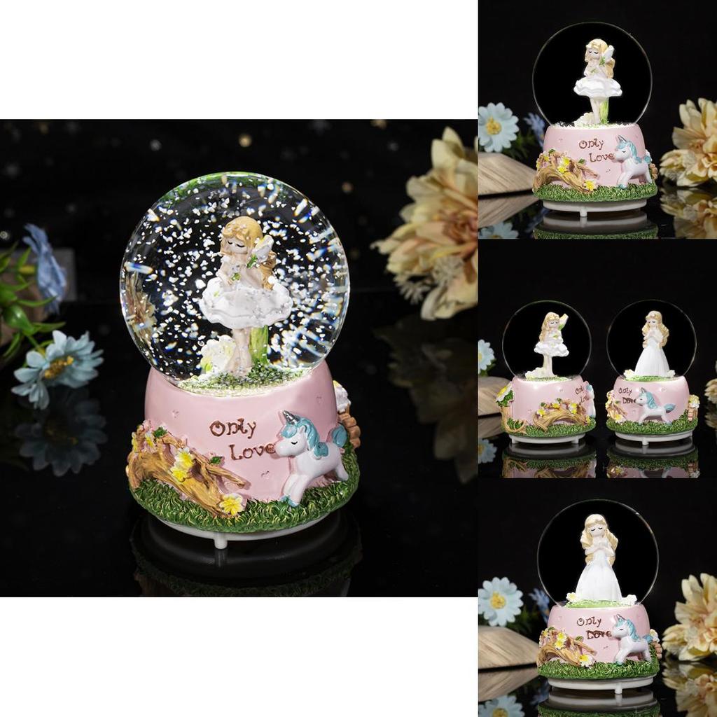 Cute Praying Girl Crystal Ball With Light Music Box Room Desktop Decoration Friend Holiday Gift