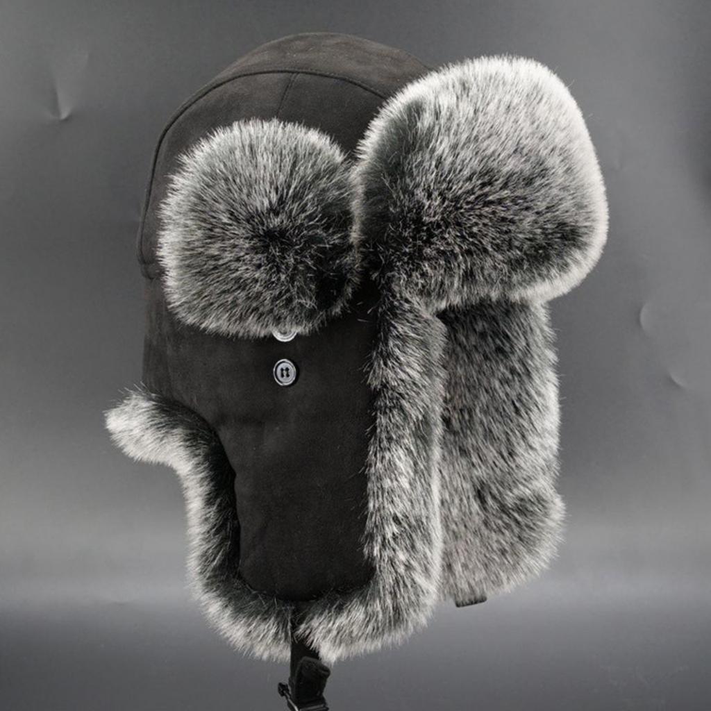 Winter Bomber Hats for Men, Ear Flap Pu Leather Faux Fur Trapper Hat, Ideal Choice for Gifts