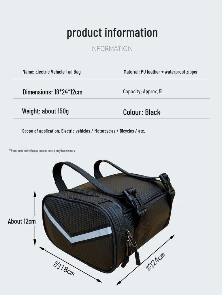 Waterproof Electric Vehicle Rear Storage & Charger Bag