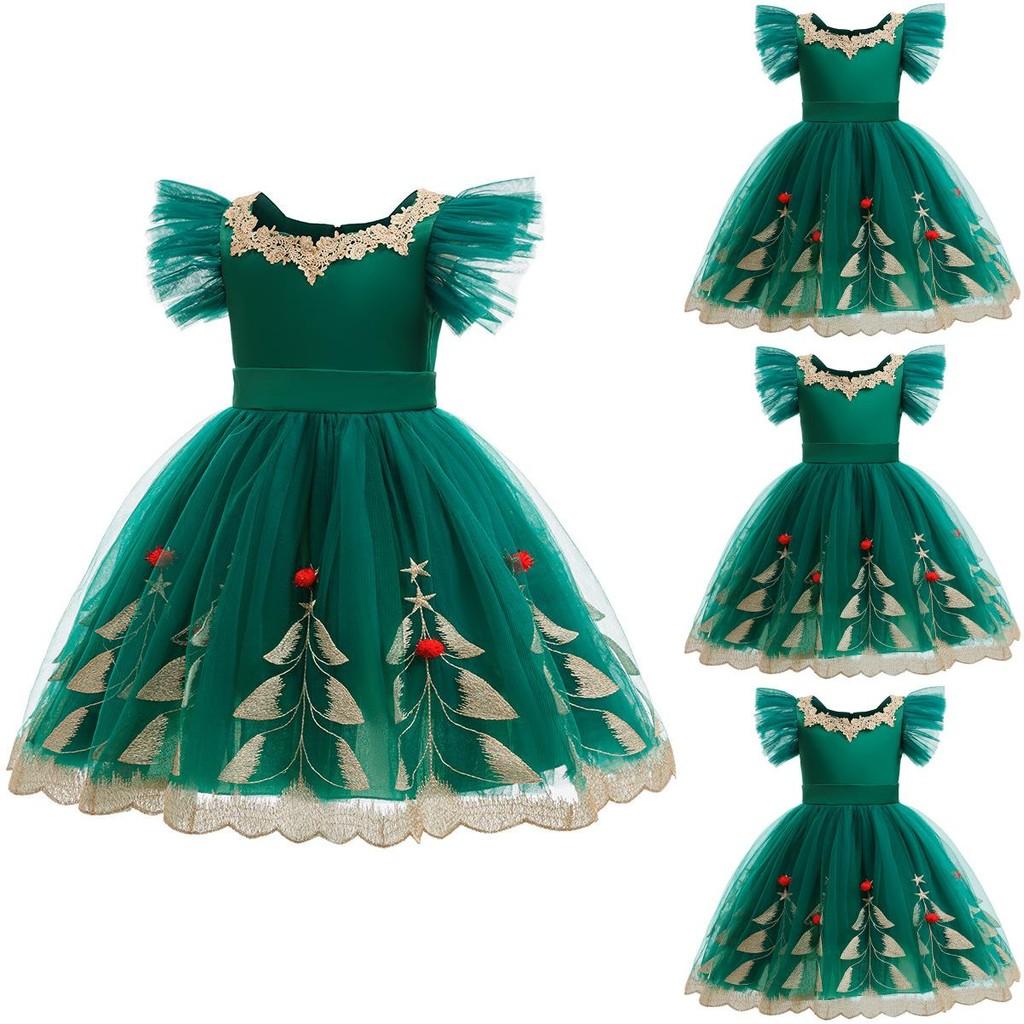 Christmas Princess Dress For Girls With Sleeveless Design For Holiday Party
