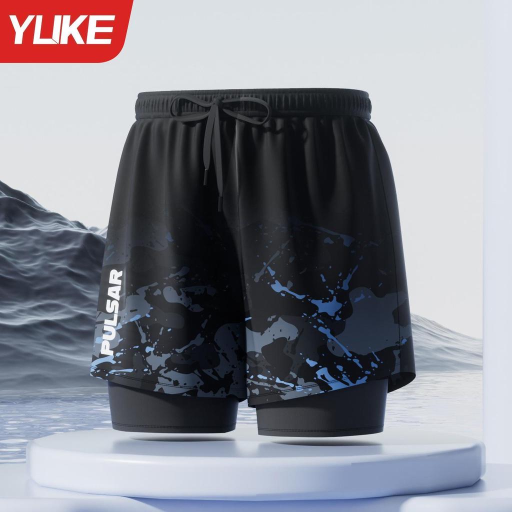 Men's Quick-Dry Swim Trunks - Double Layer, Anti-Embarrassment, Large Size Hot Spring Pool Wear