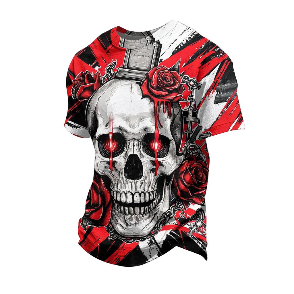 Men's Halloween Graphic T-Shirt Neck Short Sleeve Casual Top
