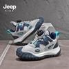 Jeep Boys' 2025 Autumn Leather Sports Shoes - Non-slip, Waterproof, Trendy with Rotary Button