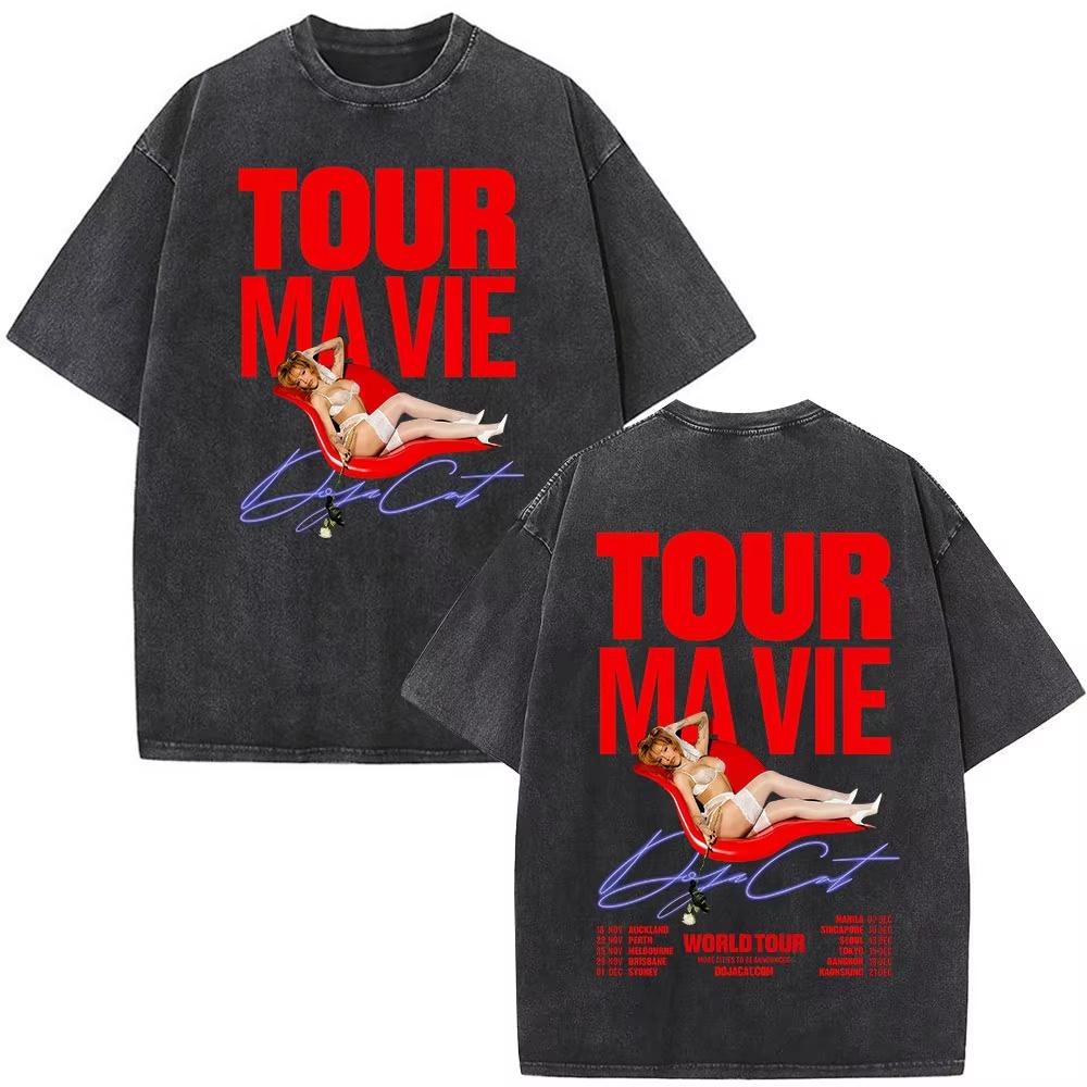

Винтажная стираная футболка Doja Cat Ma Vie World Tour Мужская Женская Одежда Модные Футболки Повседневная Хлопковая Футболка Топы M