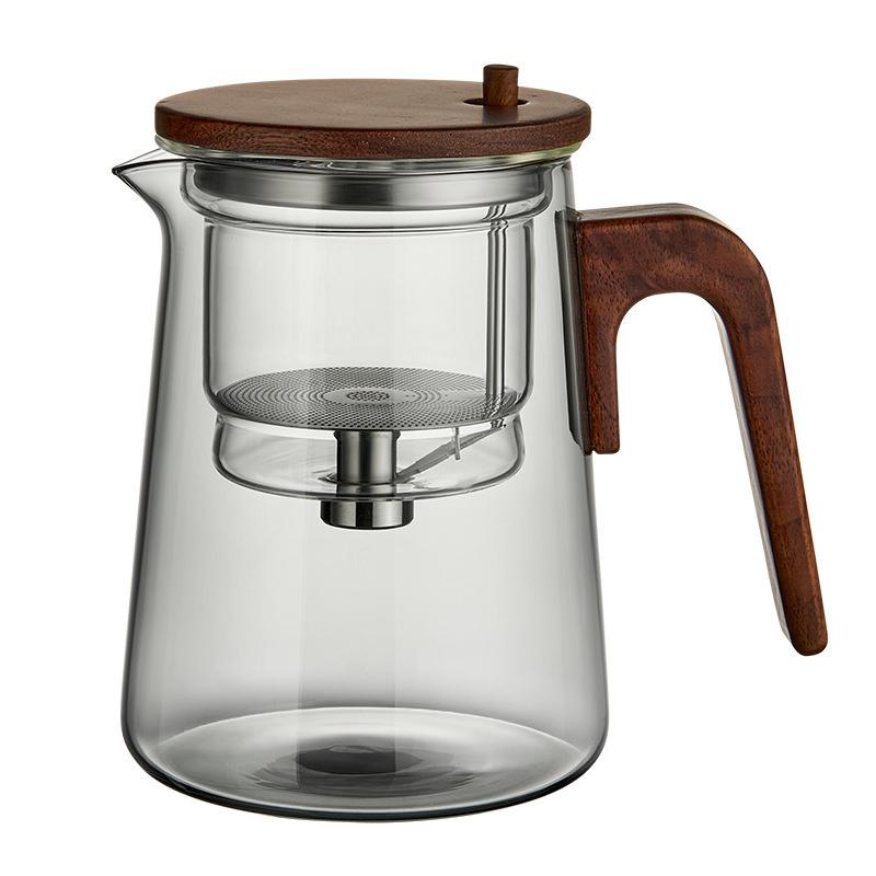 

One Click Tea Separation Filtration Glass Teapots With Wood Handle Tea Water Separation Inner Container Tea Pot With Infuser
