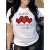 European Size [Heart Print T-Shirt] Women'S Casual Short Sleeve T-Shirt with Happy Valentine'S Day Heart Print