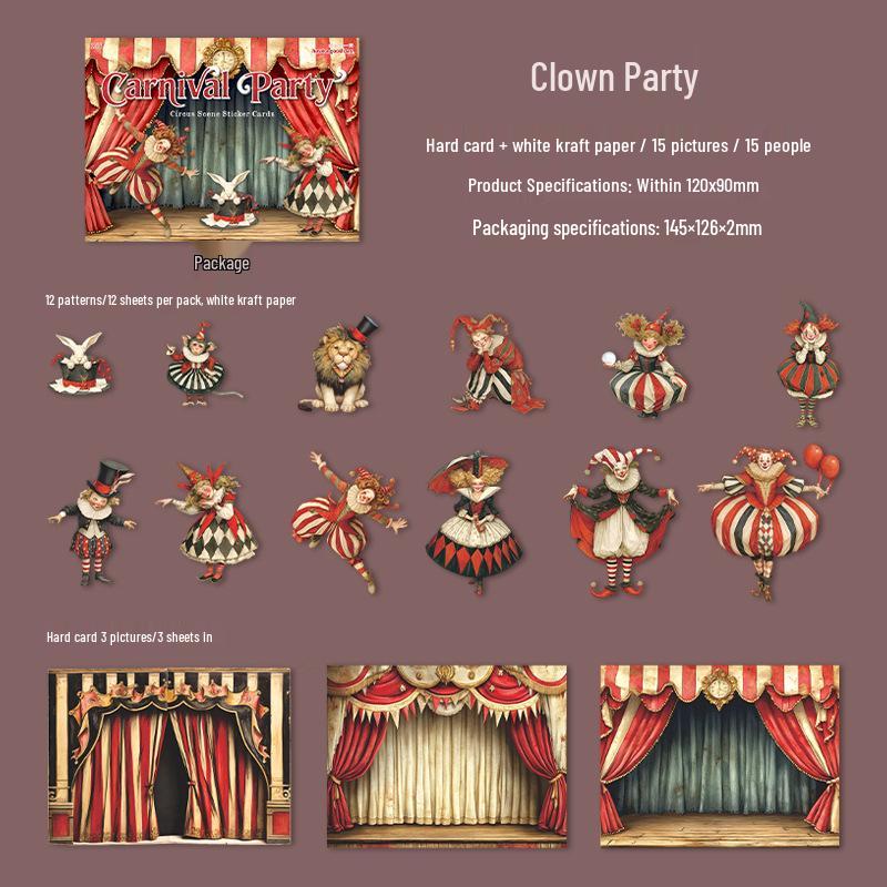 Beautiful Circus Scenery Sticker Pack for Journals & Party Decor