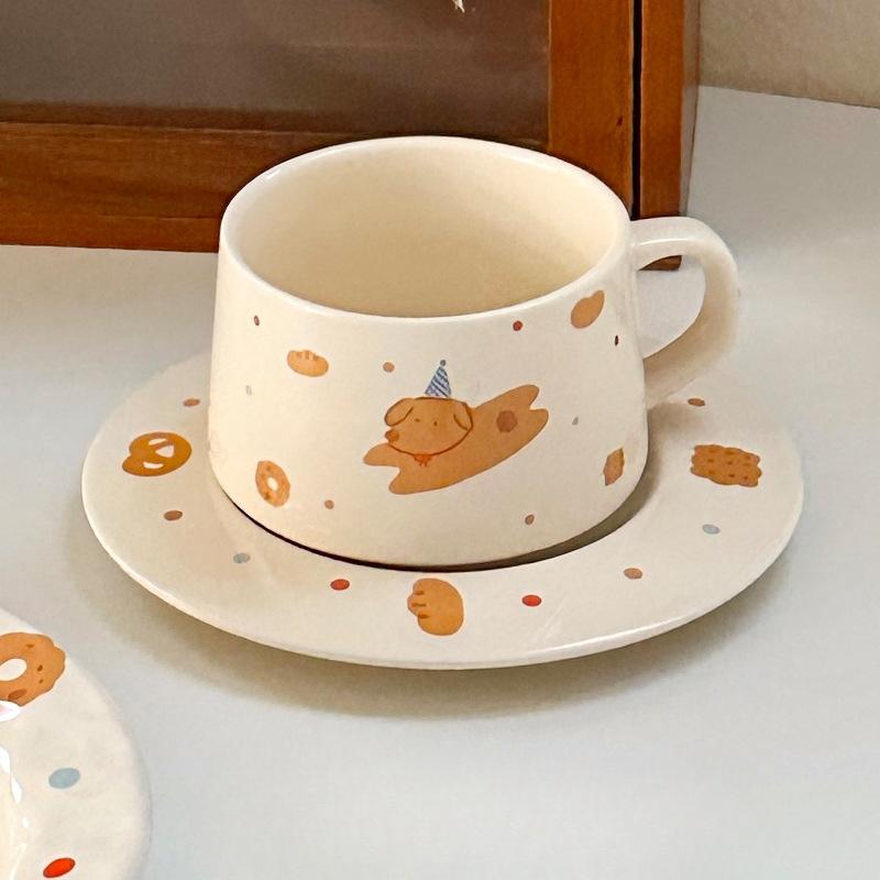 

Coffee Cup Saucer Set Ceramic Mug Home Cute Drinking Cup High Quality Couple High-quality Breakfast Cup 250m l