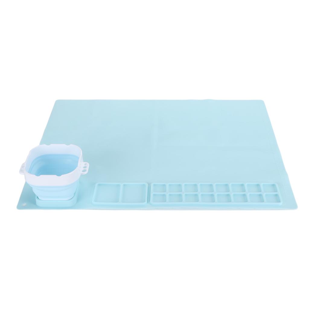Silicone Painting Mat with Water Cup Washable Protruding Scale Line Silicone Art Mat for Children