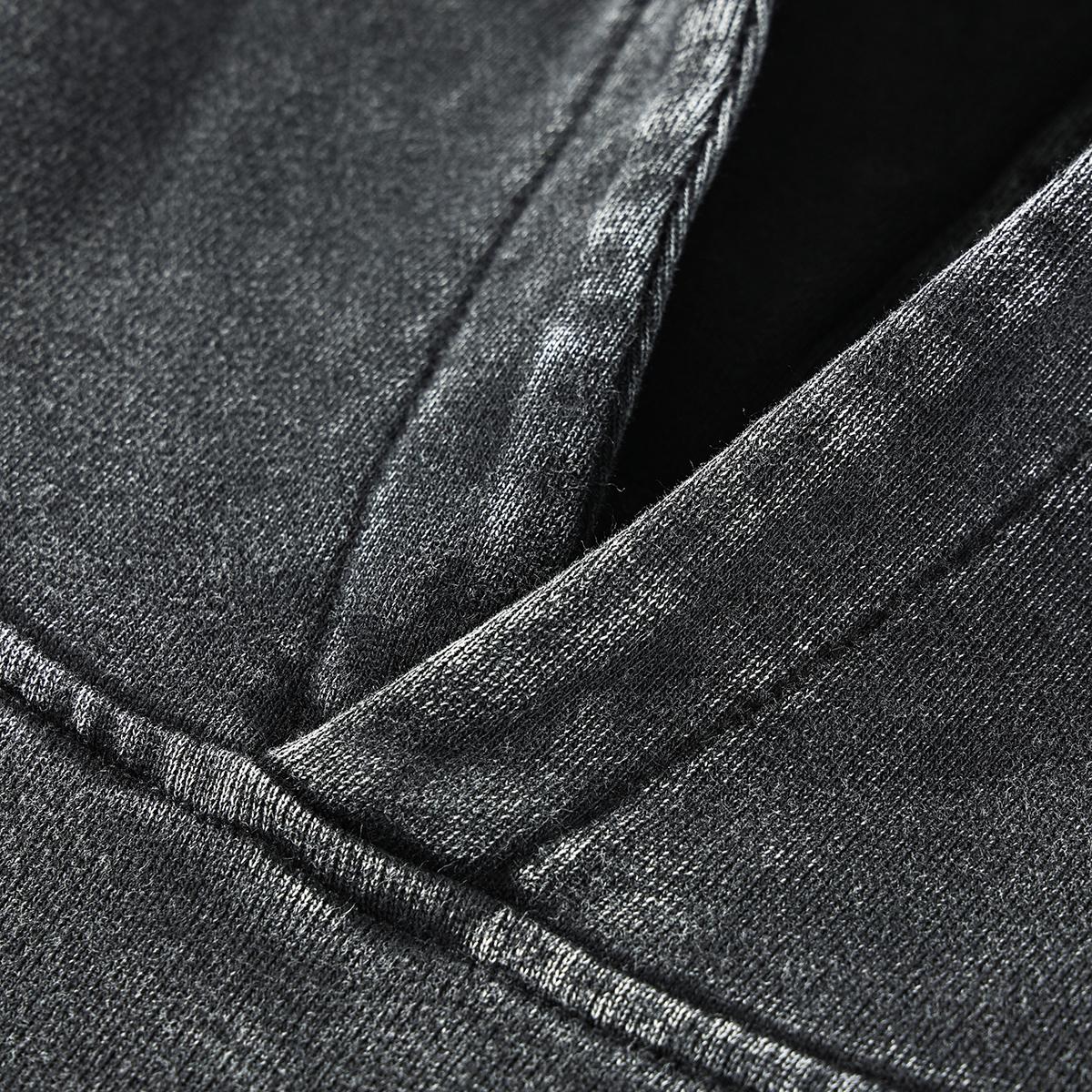 Уличная одежда Маски Графический мытый черный свободный худи унисекс с длинными рукавами — фото 3