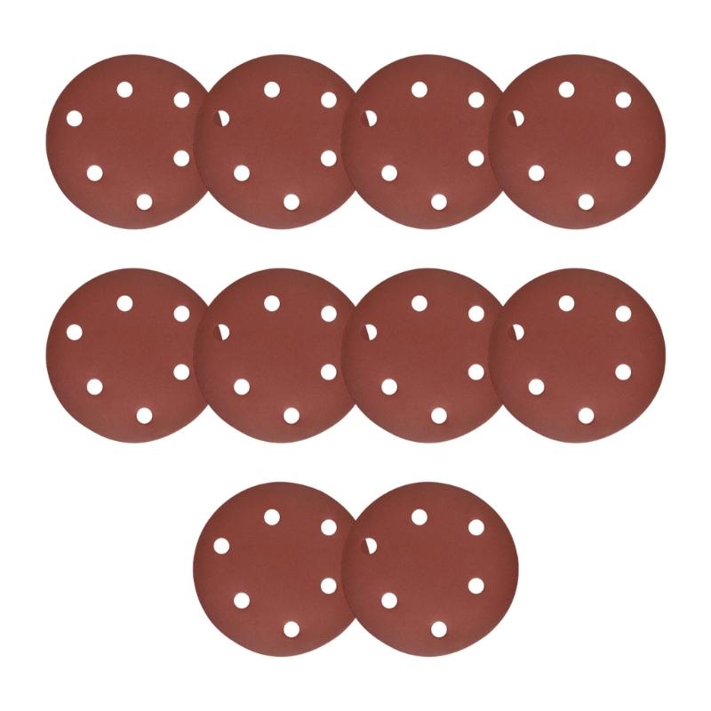 10Pcs 5Inch Hook Loop Sandpaper Sanding Discs For Angle Grinder 6 Holes for Dust Extraction Dry Wet Sanding