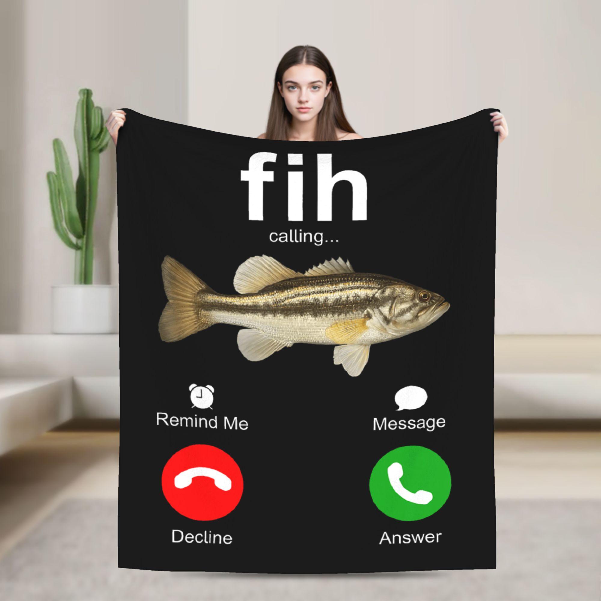 

Fih Calling Fish Decline Accept Answer Remind Me Flannel Blanket Warm Soft Throw Blanket for Home Decor Bedspread Bed Cover 75x100cm (30x40inch)