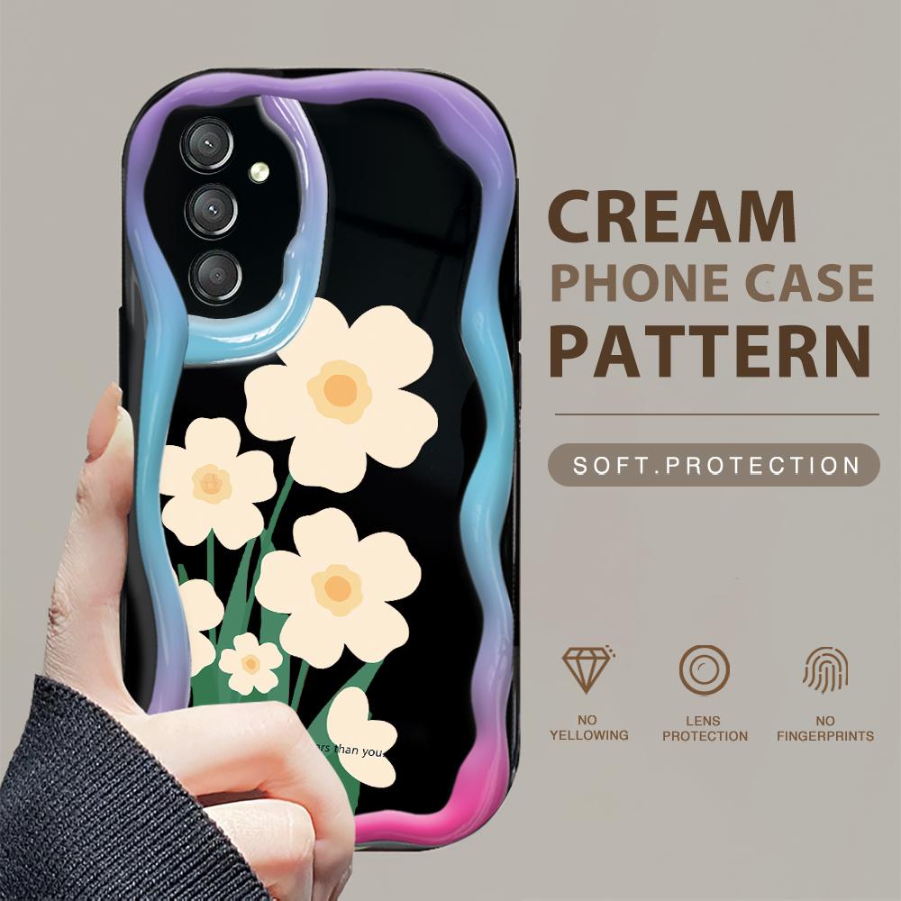 

Милый мультяшный узор, кремовая текстура, мягкий силиконовый чехол с волнистыми краями, чехол для телефона Samsung Samsung S25 5G чёрный