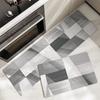 1pcs Waterproof Kitchen Carpet for Floor Oilproof PVC Plaid Kitchen Rug Anti Slip PU Leather Floor Mat Doormat Long Tapete Gray