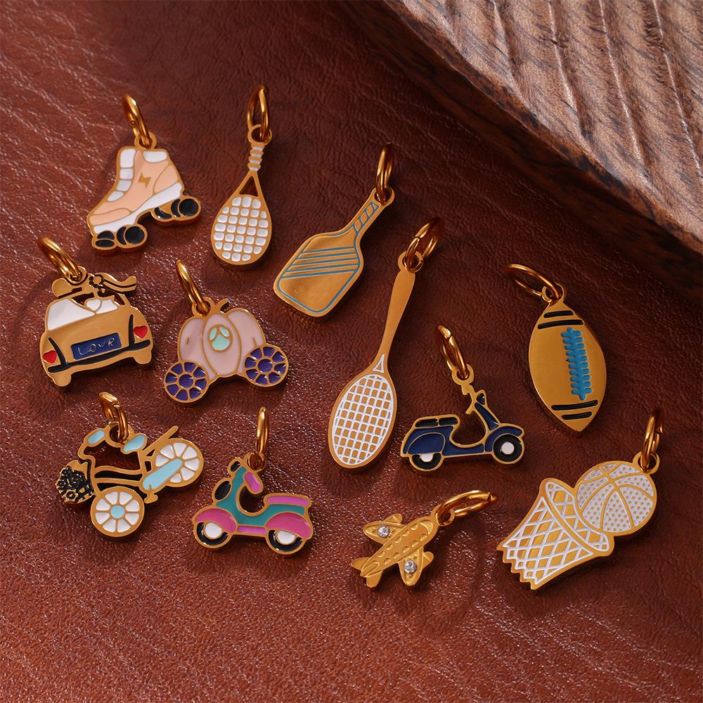 2025 Multi-Element Hip-Hop Necklace Bracelet Pendant for Women - Versatile Car Football Drip Oil Series Accessories