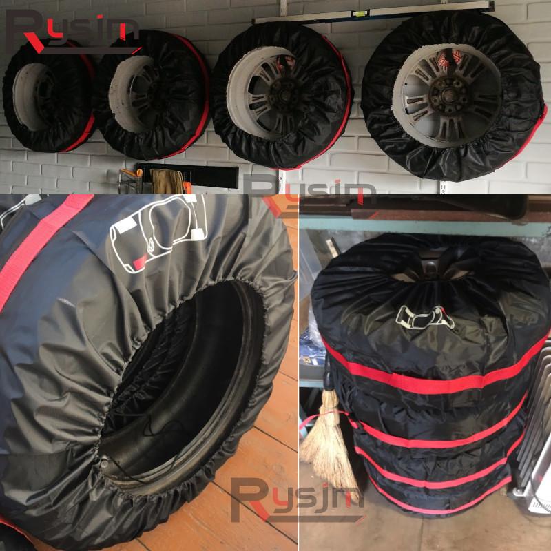 Waterproof Universal 4pcs/Set Spare Tire Cover Case Polyester Car Tires Storage Bag Carrier Auto Tyre Wheel Protector Dustproof