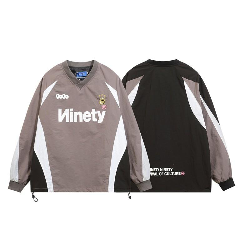 Unisex Streetwear Oversized V-Neck Hoodie With Color-Block Patchwork Design Casual Long Sleeve Pullover Fall