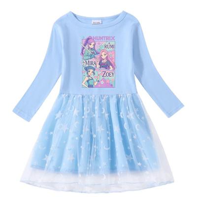Koreaanse Stijl Kpop Demon Slayer Mesh Prinsessenjurk voor Meisjes - Korte/Lange Mouw Opties