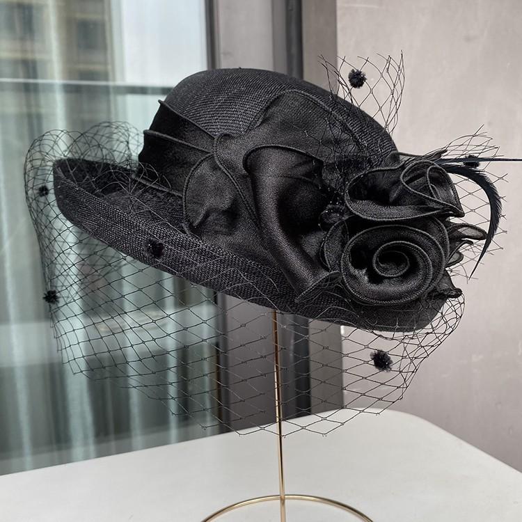 

Темперамент Лен Цветок Элегантный Банкет Цилиндр Весна И Осень Однотонный Загнутые Поля Солнечная Шляпа Женская Уличная Солнцезащитная Шляпа Шляпа-Ведро adjustable