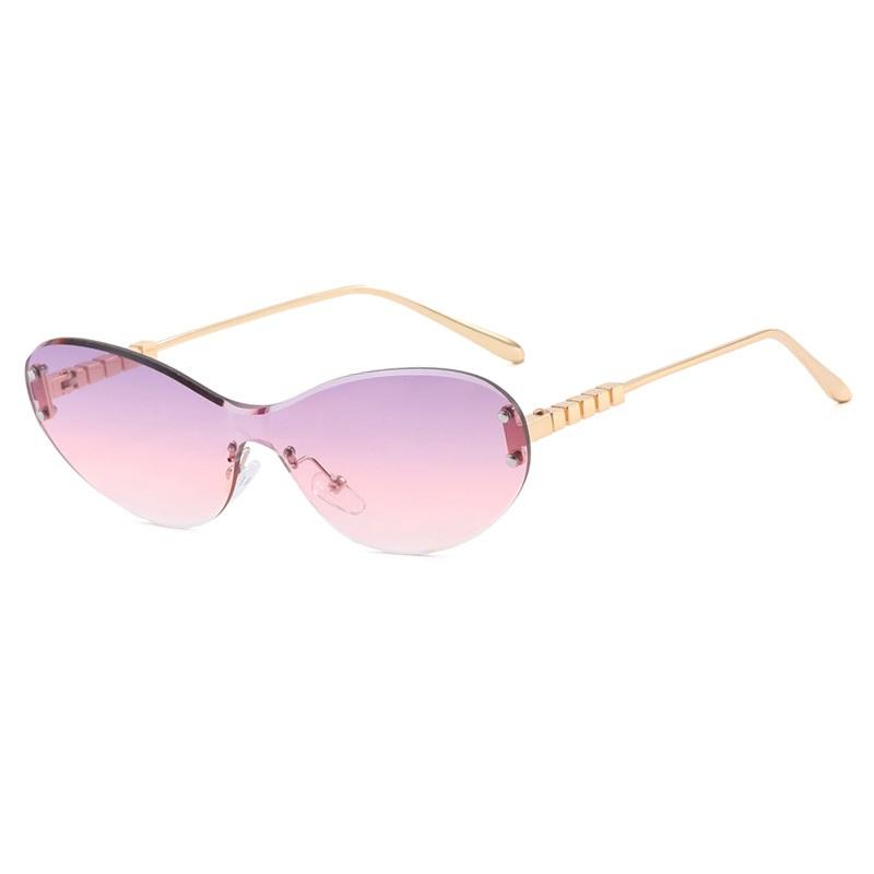 Vintage Cat Eye Sunglasses Women Fashion Retro Rimless Oval Sun Glasses Men Candy Colors Eyewear Brand Designer