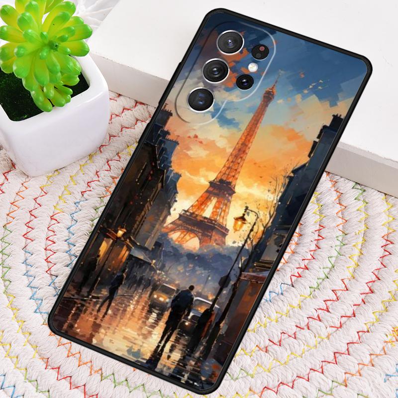 Oil Painting Paris Eiffel Tower Silicone Phone Case For Samsung Galaxy note 10 pro S26 S25 S24 S23 S22 S21 Plus Ultra Capa Cover
