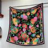 Silk Scarf Women Floral Printed Square Scarves Head Echarpes Silk Foulards Femme Wraps Beach Shawls Bandana Lady Hijabs 90CM