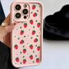 Cute Strawberry & Ditsy Floral Pattern Pink TPU Shockproof Phne Case For iPhone 11 12 13 14 15 16 Pro Max XS X XR 7 8 Plus Cover