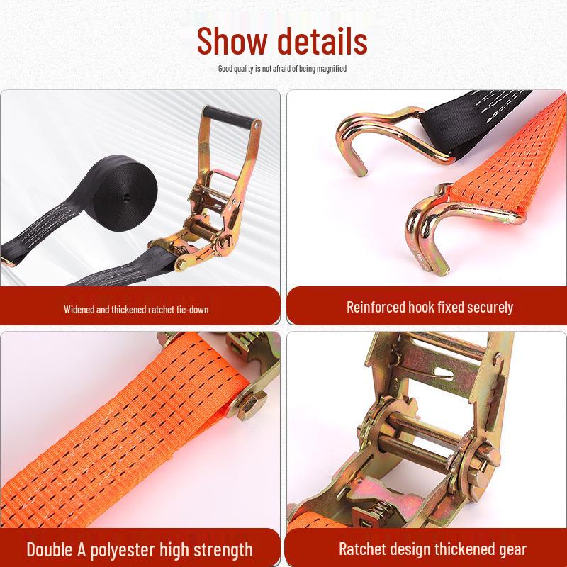 Breite Ratschengurte mit Doppelhaken zur Ladungssicherung