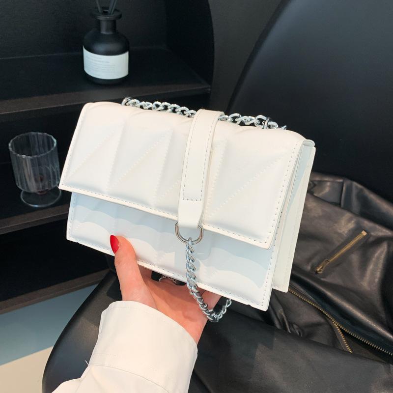 

Xiaoxiang ромбовидная цепочка на плечо женская сумка 2024 года новая модная ретро маленькая квадратная сумка повседневная сумка-мессенджер белый