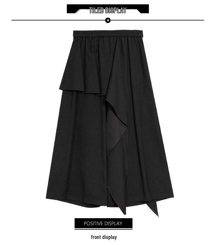 Jesień 2025 Nieregularne Spodnie Spódnicowe o Szerokich Nogawkach Długości 9/10 - Wyszczuplające, Ukrywające Biodra, Jednokolorowe, Plus Size