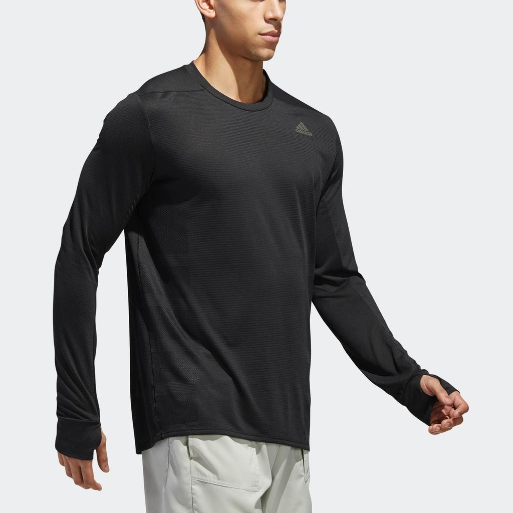 adidas Prism Long Sleeve Tee Breathable Round Neck Logo Reflective T-Shirt Men Tops Black CZ8717